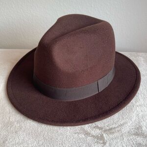 NWT H&M Brown Felt Fedora with Dark Trim